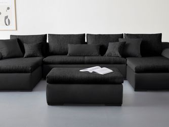 Home affaire Polsterhocker "Win" mit schwarzen Metallfüßen, frei im Raum st günstig online kaufen