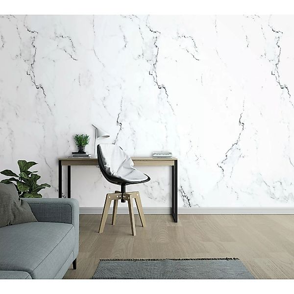 Marburg Vliestapete Marmoroptik Weiß 270 cm x 159 cm FSC® günstig online kaufen