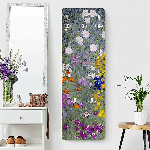 Wandgarderobe Holzpaneel Blumen Gustav Klimt - Bauerngarten günstig online kaufen