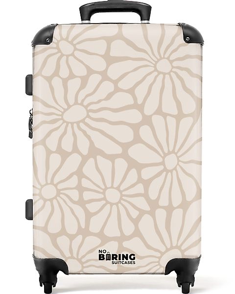 NoBoringSuitcases.com© Hartschalen-Trolley Hellbraun mit beigen Blüten günstig online kaufen