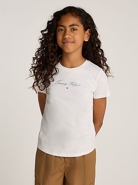 Tommy Hilfiger T-Shirt mit glitzerndem Schriftzug günstig online kaufen