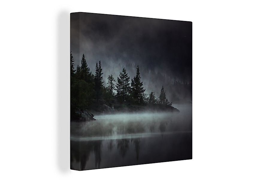 OneMillionCanvasses® Leinwandbild Wald - Nebel - Schwarz - Weiß, Fotodruck günstig online kaufen
