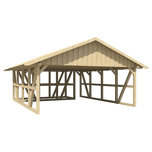 Skan Holz Carport Schwarzwald m. Dachschalung u. Abstellr. B 684 x 772 cm N günstig online kaufen