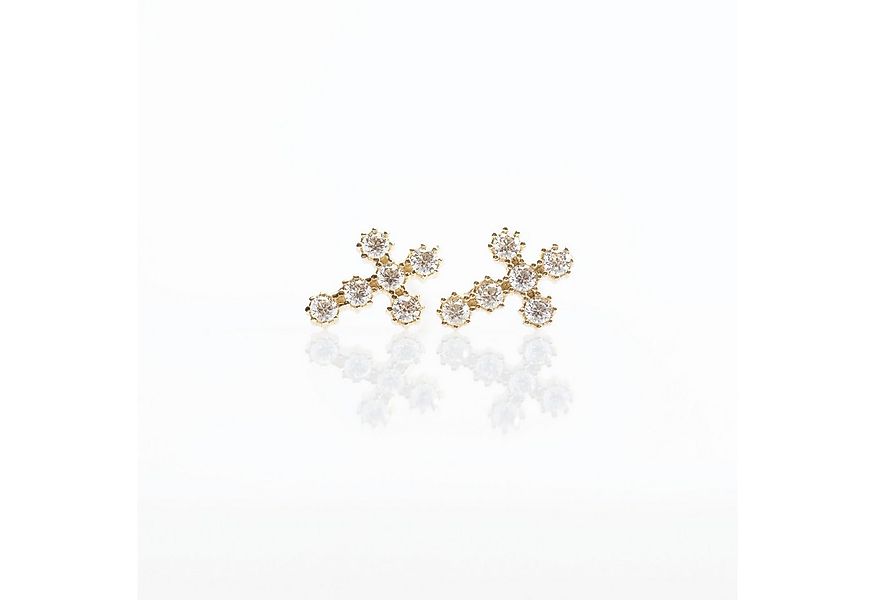 Suzan Gold Paar Ohrstecker 375er Gold Ohrstecker – Kreuzmotiv mit Zirkonia, günstig online kaufen