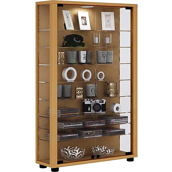 ebuy24 LumoMini Vitrinenschrank 2 Glastüren Buche Dekor günstig online kaufen