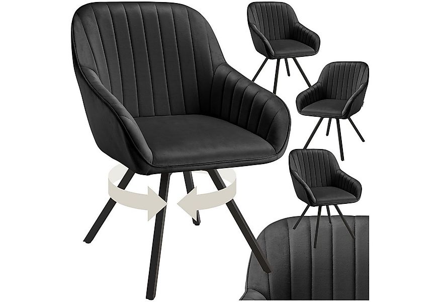 tectake Esszimmerstuhl Drehbarer Armlehnstuhl Snug Samtoptik, gepolstert (S günstig online kaufen