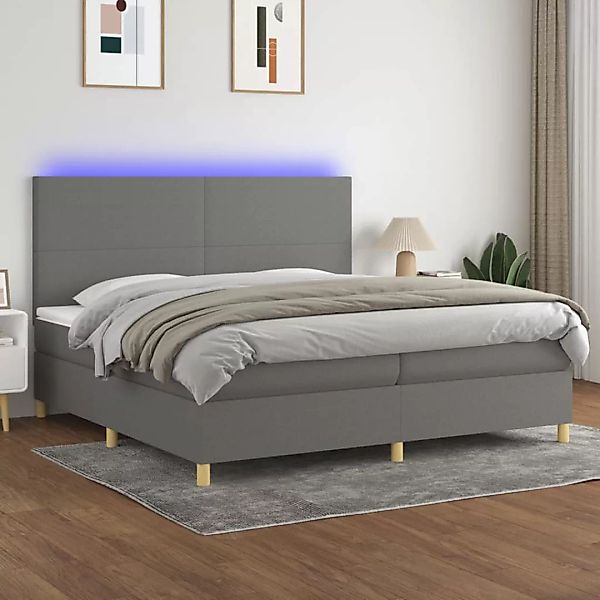 Vidaxl Boxspringbett Mit Matratze & Led Dunkelgrau 200x200 Cm Stoff günstig online kaufen