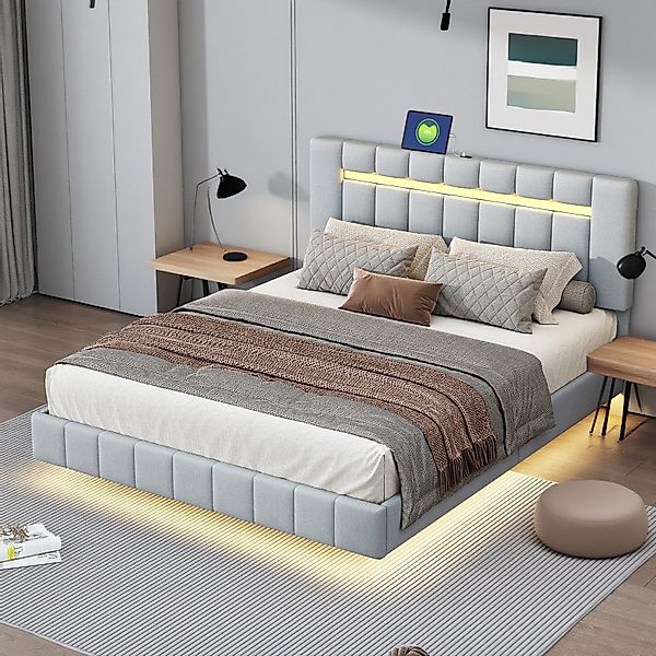 MODFU Polsterbett mit LED & Kopfteil günstig online kaufen