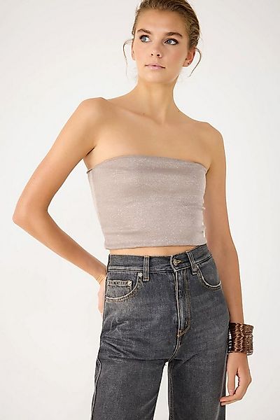 No Matter What Blusentop Trägerloses Crop Top aus glänzendem Stoff günstig online kaufen