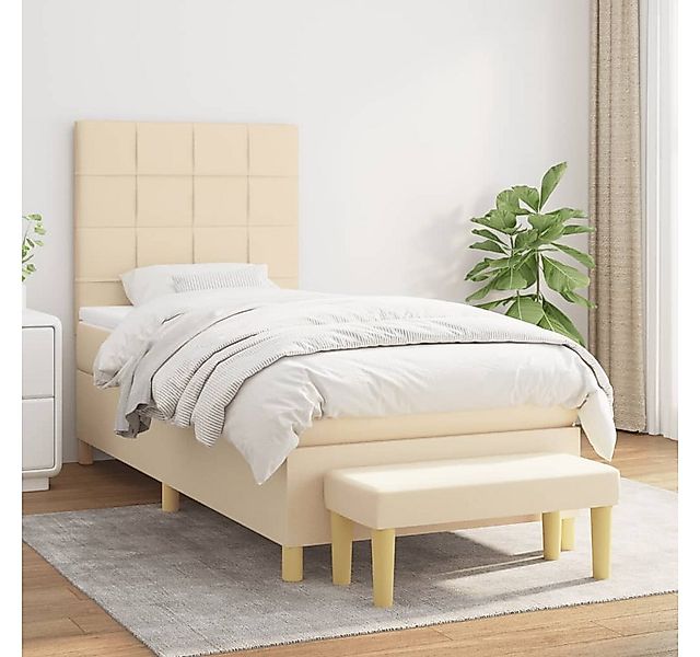 vidaXL Boxspringbett Boxspringbett mit Matratze Creme 90x200 cm Stoff Bett günstig online kaufen