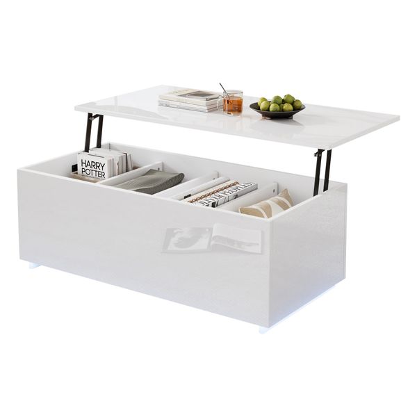 MODFU Couchtisch Hochglanz-Couchtisch mit hydraulischer Höhenverstellung günstig online kaufen