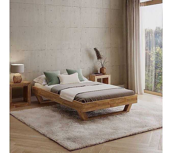 skølm Massivholzbett Nornir aus Eiche, ohne Kopfteil, verfügbar in 120/140/ günstig online kaufen