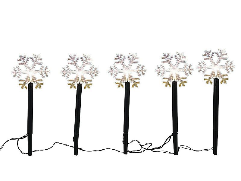 Spetebo LED Dekolicht LED Gartenstecker 5er Set Schneeflocken - 35 cm, An / günstig online kaufen