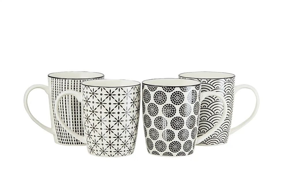 KHG Kaffeebecher 4er Set Vario ¦ schwarz ¦ Porzellan ¦ Maße (cm): B: 10 H: günstig online kaufen