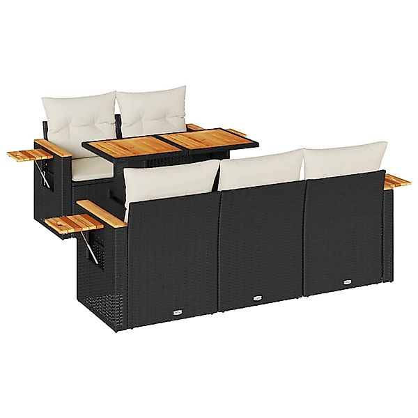 vidaXL 6-Tlg Garten-Sofagarnitur mit Kissen Schwarz Poly Rattan 3327549 günstig online kaufen