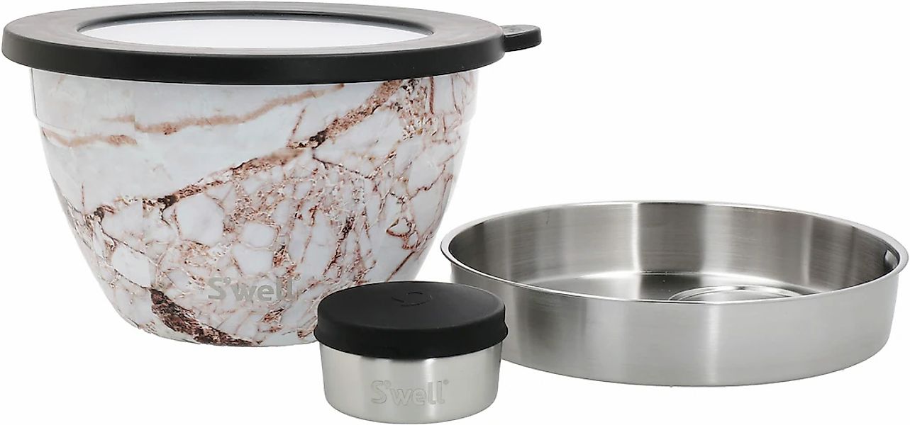 Swell Salatschüssel "Swell Calacatta Gold Salad Bowl Kit, 1.9L" 3 Stk. aus günstig online kaufen
