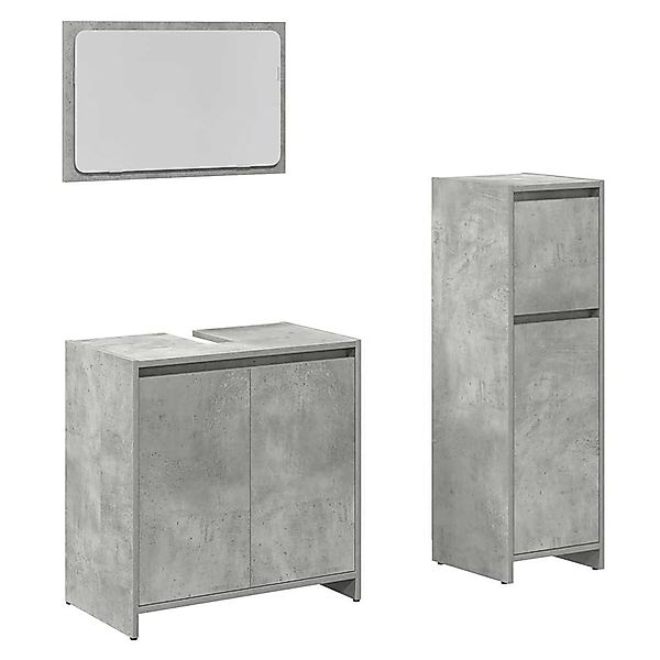vidaXL Badezimmer-Set 3-tlg. Badmöbel-Set Betongrau Holzwerkstoff, günstig online kaufen