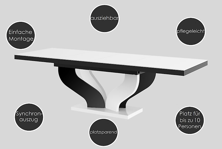 designimpex Esstisch HEB-222 Marmoroptik Marmor dunkel günstig online kaufen
