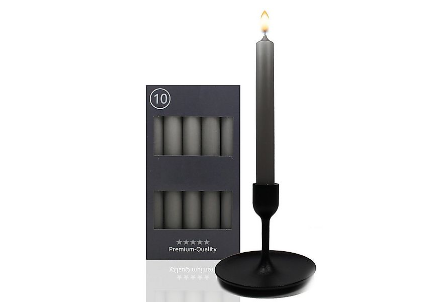 Candelo Tafelkerze 10er Set - Kerze Grau - 18,5cm 7,5 Std Brenndauer, 10er günstig online kaufen