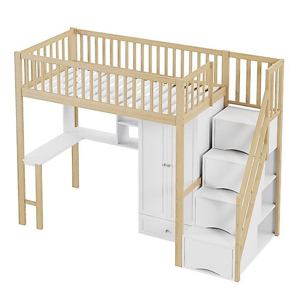 STILVORA Hochbett Jugendbett 90x200 mit Stauraum Kinderbett mit Kleiderschr günstig online kaufen