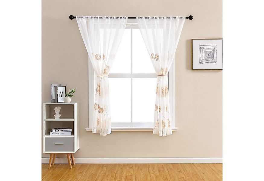 BYSURE Gardine (2 St), Stangendurchzug, transparent, Voile, Bestickt Ösenvo günstig online kaufen