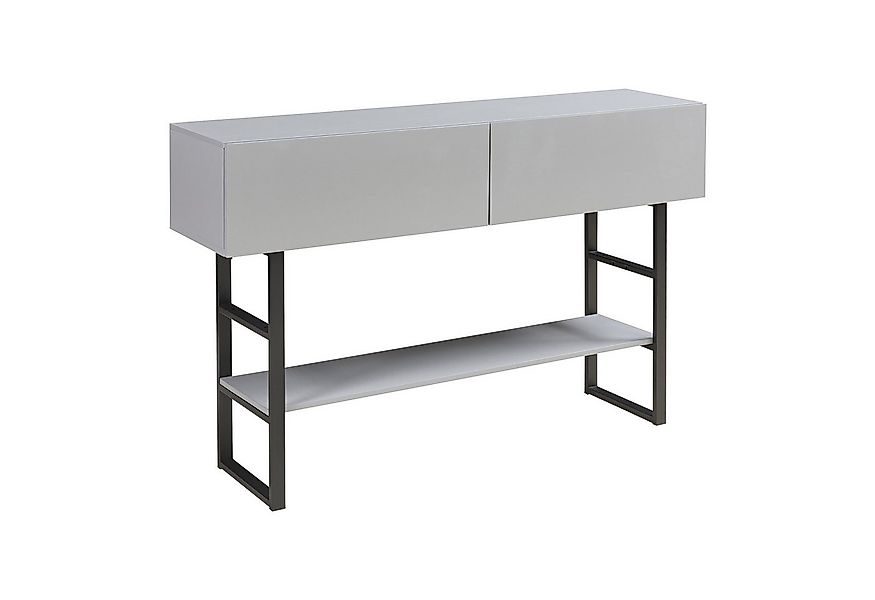 en.casa Konsolentisch, »Varberg« mit 2 Schubladen 75 x 120 x 30 cm Hellgrau günstig online kaufen