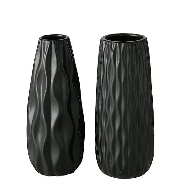 BOLTZE GRUPPE GmbH Dekovase 2er Set Vase Luana, schwarz, Steingut, matt günstig online kaufen