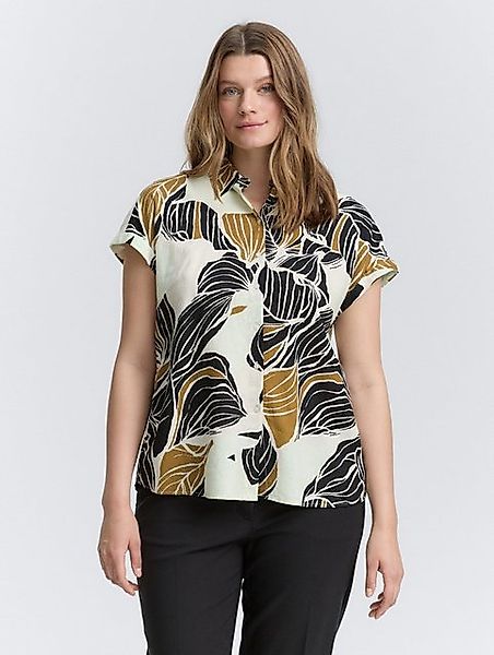 TOM TAILOR PLUS Kurzarmbluse Plus Size - Loose Fit Bluse mit Leinenanteil günstig online kaufen