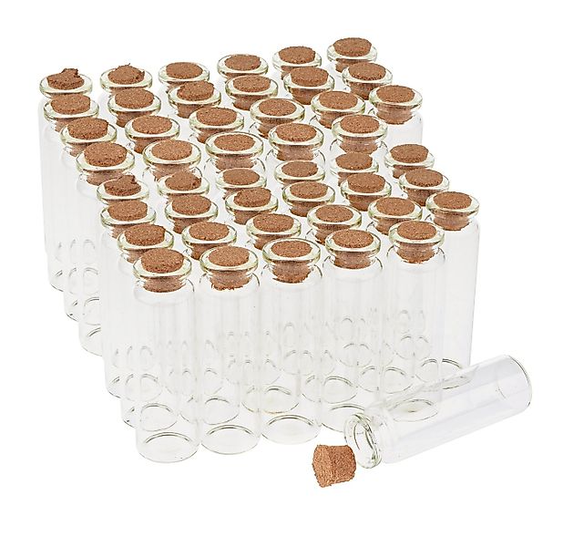 VBS XXL Dekovase Glasfläschchen mit Korken 20 ml, 48 Stück günstig online kaufen