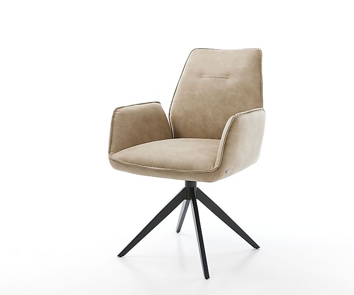 Esszimmerstuhl Zoa-Flex Mikrofaser Beige Vintage Kreuzgestell breit Schwarz günstig online kaufen