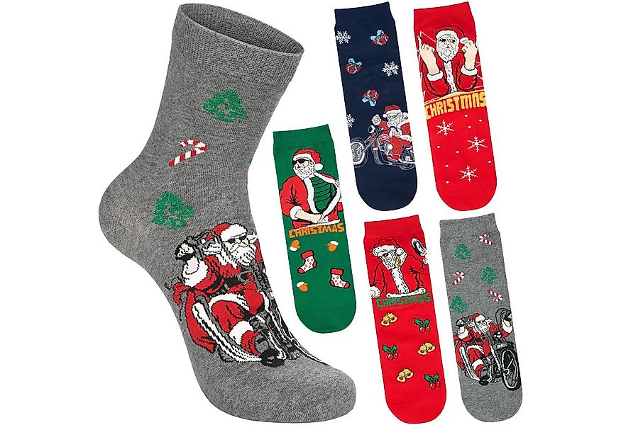 BRUBAKER Socken Herren Weihnachtssocken - Lustiger Weihnachtsmann (Bunte Ba günstig online kaufen