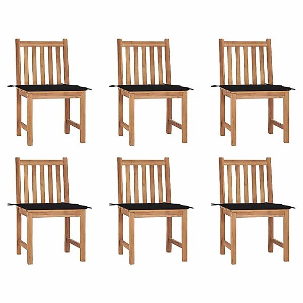 Gartenstühle 6 Stk. Mit Kissen Massivholz Teak günstig online kaufen