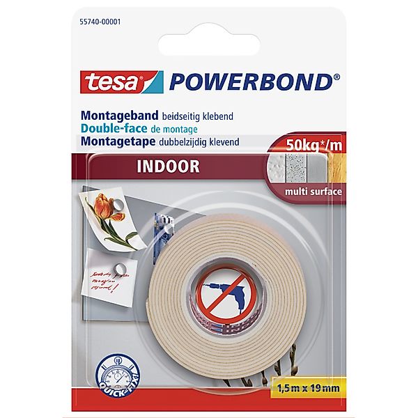 Tesa Powerbond Montageband Indoor 1,5 m x 19 mm günstig online kaufen