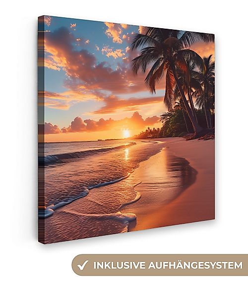 OneMillionCanvasses® Leinwandbild Sonnenuntergang - Palmen - günstig online kaufen