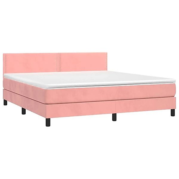 vidaXL Boxspringbett mit Matratze & LED Rosa 160x200 cm Samt 3134356 günstig online kaufen