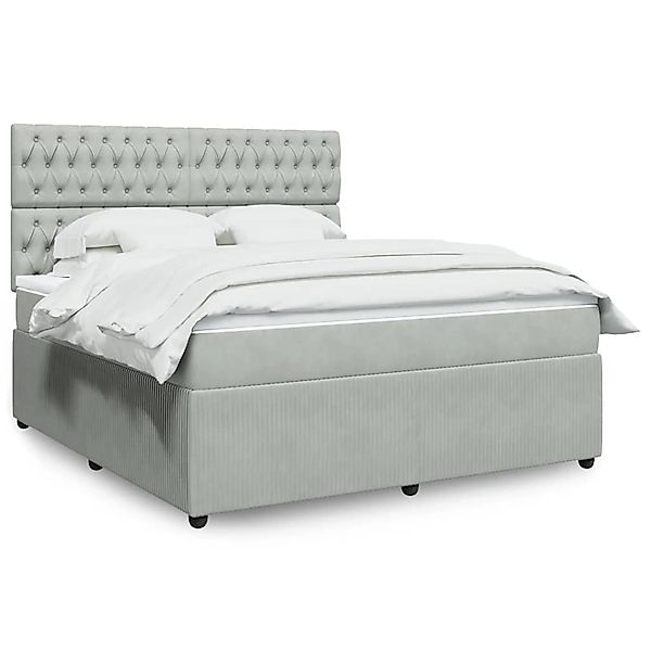 vidaXL Boxspringbett mit Matratze Hellgrau 180x200 cm Samt 3294712 günstig online kaufen