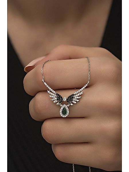 Nisan Ohrring-Set, Silber Halskette mit Engelsflügeln, Tropfen-Zirkonia – D günstig online kaufen