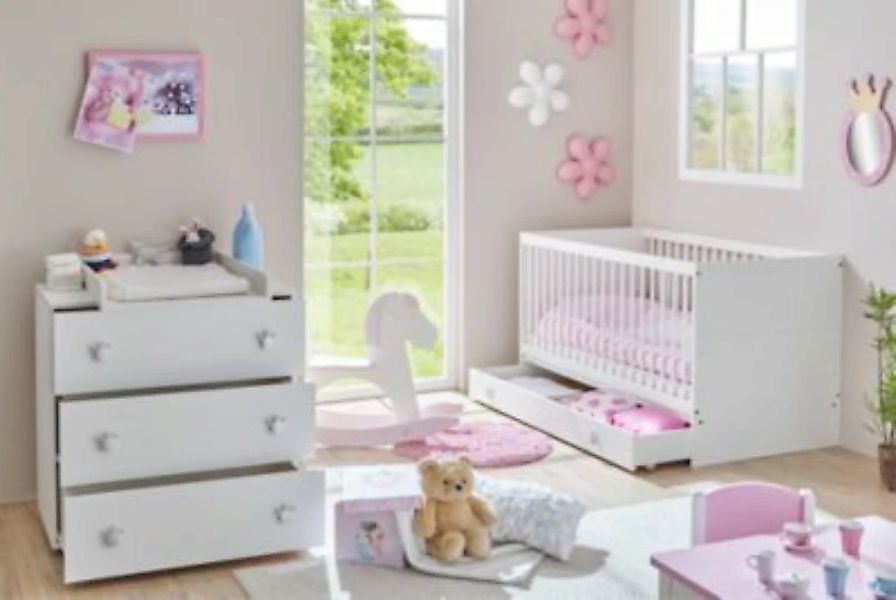 TICAA Babyzimmer Paula 2-teilig Weiß Bett Wickelkommode weiß günstig online kaufen