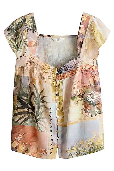 Next Kurzarmbluse Geknöpftes Oberteil mit Flatterärmeln, Kurzgröße (1-tlg) günstig online kaufen