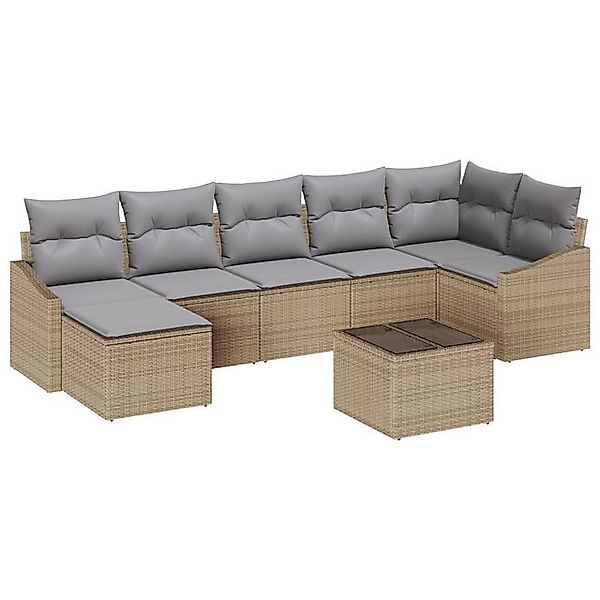 vidaXL Loungesofa 8-teiliges Garten Sofa Set mit Kissen Schwarz Poly Rattan günstig online kaufen