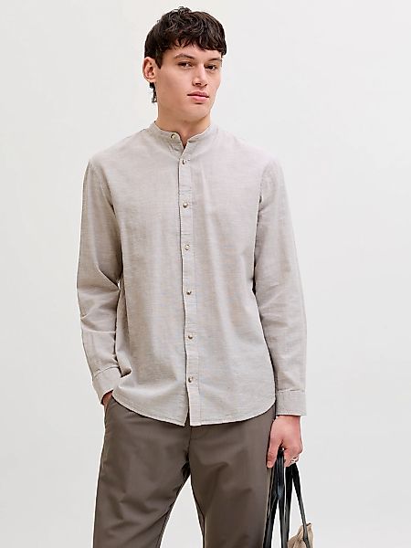 Jack & Jones Langarmhemd "JJESUMMER LINEN BLEND BAND SHIRT L/S SN" Baumwoll günstig online kaufen