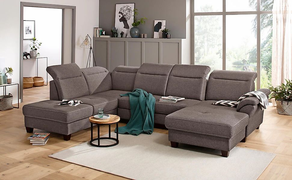 Home affaire Wohnlandschaft "Solvei U-Form" Sitztiefenverstellung und Feder günstig online kaufen