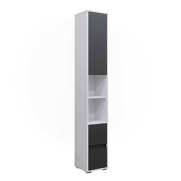 Vicco Wäscheschrank Maltin Weiß 30 x 189 cm mit einer Tür und Zwei Schublad günstig online kaufen