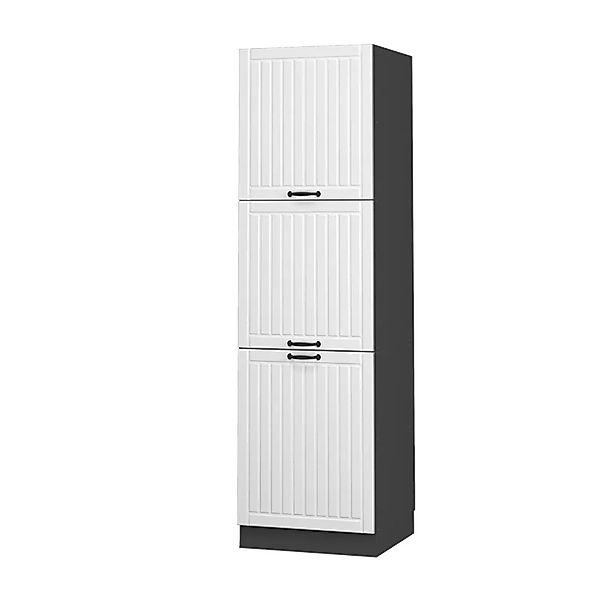 Vicco Herdumbauschrank Fame-Line Herdschrank Weiß Landhaus/Anthrazit 60 cm günstig online kaufen