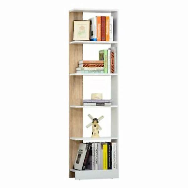 HOMCOM Bücherregal mit 5 Ebenen braun/weiß günstig online kaufen
