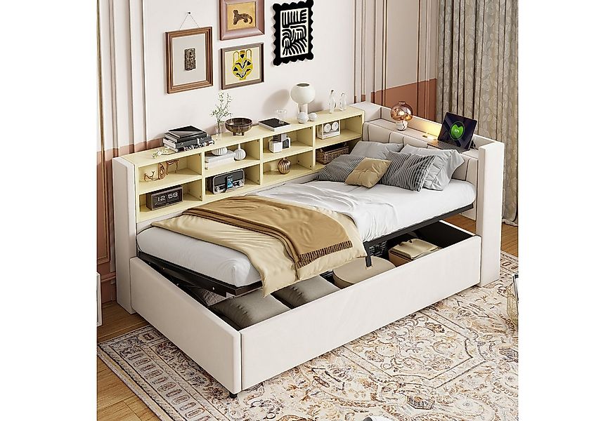 Merax Daybett mit Nachtlicht und Ladeanschluss (gepolstertes Kopfteil mit R günstig online kaufen