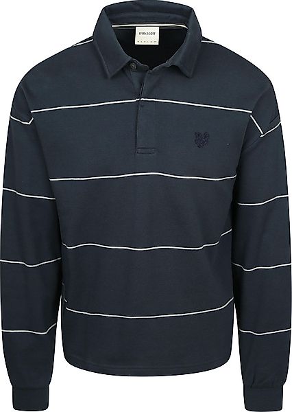 Lyle and Scott Rugby Poloshirt Streifen Navy  - Größe M günstig online kaufen