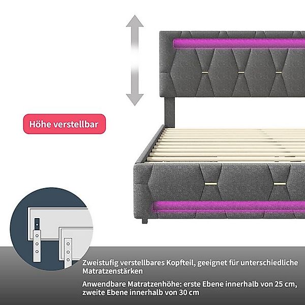 Furnishings Home Polsterbett Stauraumbett Doppelbett, Mit Matratze (Mit LED günstig online kaufen