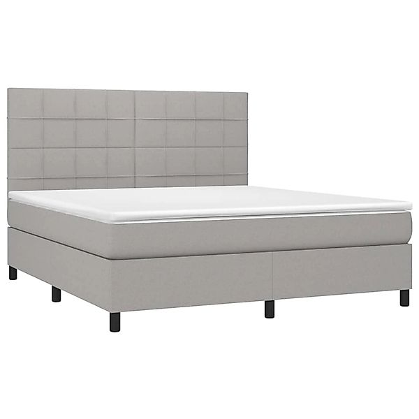 vidaXL Boxspringbett mit Matratze & LED Hellgrau 160x200 cm Stoff 3134885 günstig online kaufen