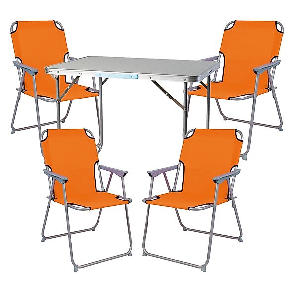 Mojawo 5 Teilig Campingmöbel Set Orange Alu mit Tragegriff Camping L70xB50x günstig online kaufen